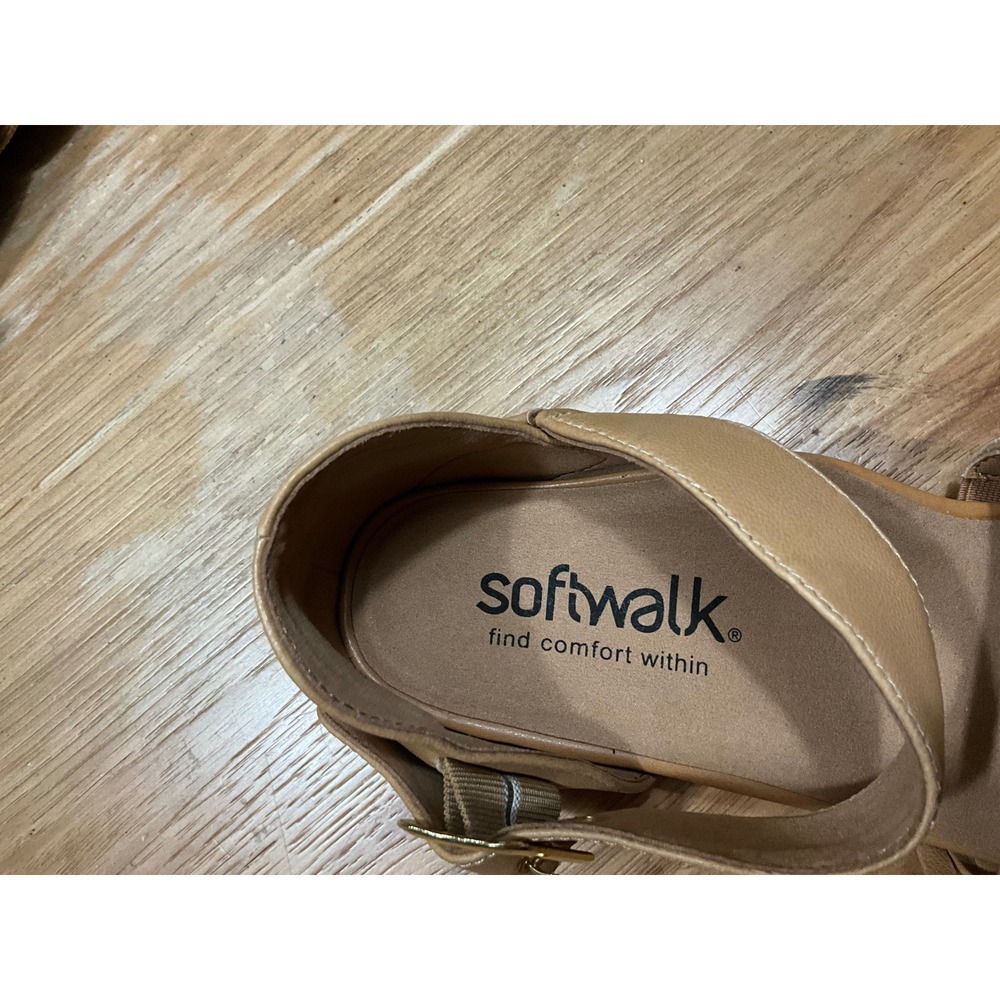 SoftWalk S2107-154 Tan Leather Multi Strap Ankle Buckle Flat Sandals Womens 9M - Picture 4 of 4